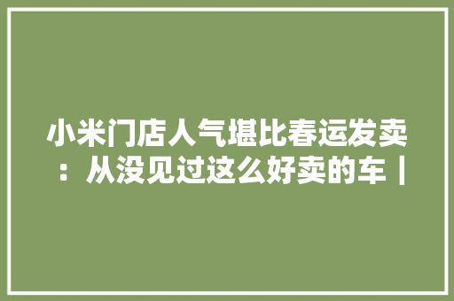 小米门店人气堪比春运发卖：从没见过这么好卖的车｜查询访问