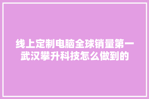 线上定制电脑全球销量第一武汉攀升科技怎么做到的