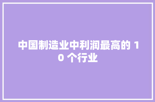中国制造业中利润最高的 10 个行业