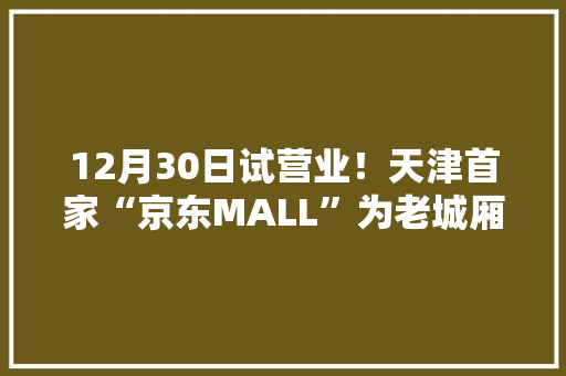 12月30日试营业！天津首家“京东MALL”为老城厢增长“潮元素”