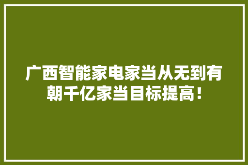 广西智能家电家当从无到有朝千亿家当目标提高！
