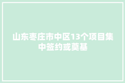 山东枣庄市中区13个项目集中签约或奠基