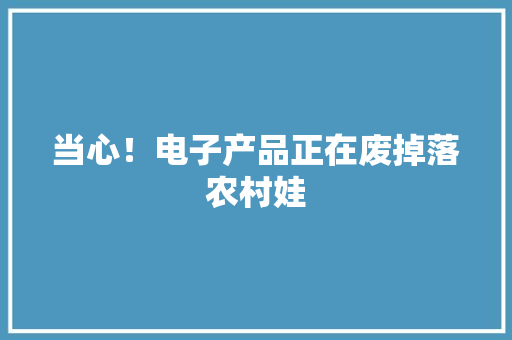 当心！电子产品正在废掉落农村娃