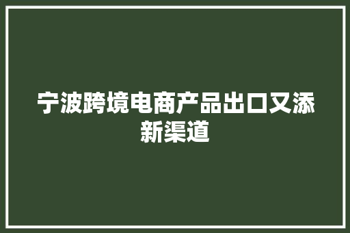 宁波跨境电商产品出口又添新渠道