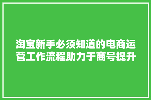 淘宝新手必须知道的电商运营工作流程助力于商号提升