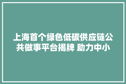 上海首个绿色低碳供应链公共做事平台揭牌 助力中小企业高质量实现绿色转型 上海首个绿色低碳供应链公共做事平台揭牌 助力中小企业高质量实现绿色转型 互联通信