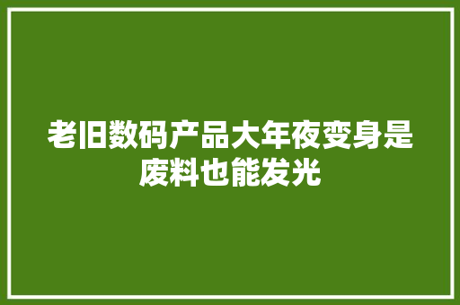老旧数码产品大年夜变身是废料也能发光