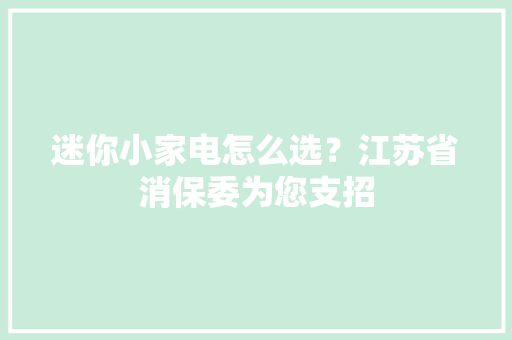 迷你小家电怎么选？江苏省消保委为您支招