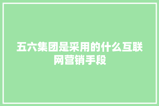五六集团是采用的什么互联网营销手段 五六集团是采用的什么互联网营销手段 人工智能