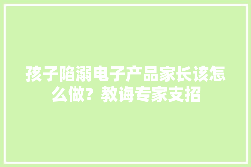 孩子陷溺电子产品家长该怎么做？教诲专家支招 孩子陷溺电子产品家长该怎么做？教诲专家支招 智能家居