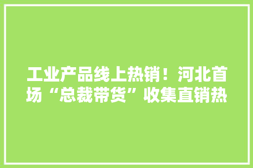 工业产品线上热销！河北首场“总裁带货”收集直销热闹开场 工业产品线上热销！河北首场“总裁带货”收集直销热闹开场 人工智能
