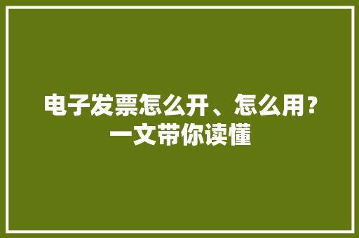 电子发票怎么开、怎么用？一文带你读懂 电子发票怎么开、怎么用？一文带你读懂 互联通信