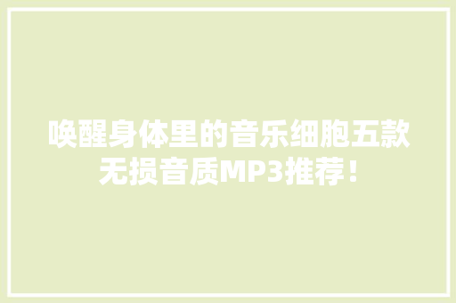 唤醒身体里的音乐细胞五款无损音质MP3推荐！ 唤醒身体里的音乐细胞五款无损音质MP3推荐！ 人工智能
