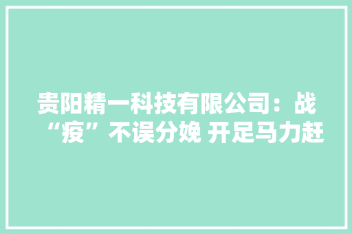 贵阳精一科技有限公司：战“疫”不误分娩 开足马力赶订单 贵阳精一科技有限公司：战“疫”不误分娩 开足马力赶订单 智能科技