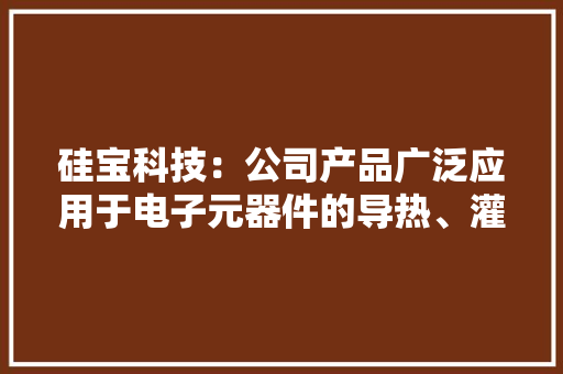 硅宝科技：公司产品广泛应用于电子元器件的导热、灌封、粘接和防护可根据客户需求应用于固态电池领域 硅宝科技：公司产品广泛应用于电子元器件的导热、灌封、粘接和防护可根据客户需求应用于固态电池领域 人工智能