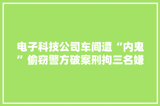 电子科技公司车间遭“内鬼”偷窃警方破案刑拘三名嫌疑人