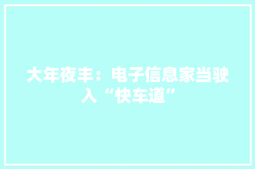 大年夜丰：电子信息家当驶入“快车道”