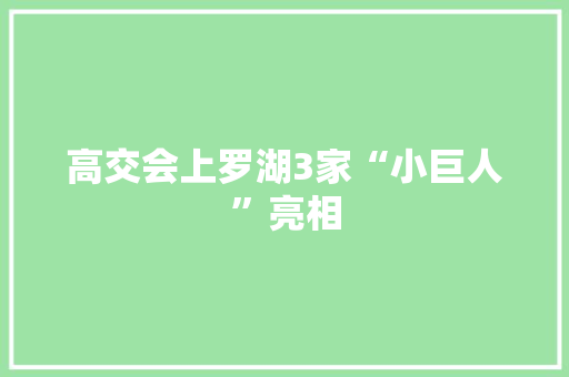 高交会上罗湖3家“小巨人”亮相