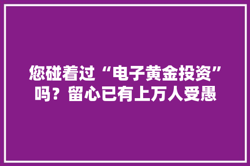 您碰着过“电子黄金投资”吗？留心已有上万人受愚