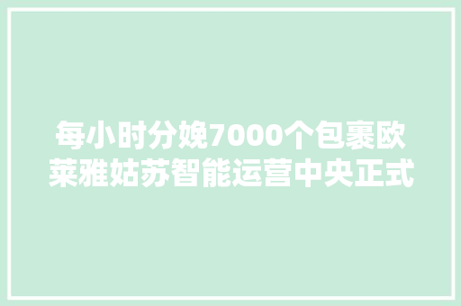 每小时分娩7000个包裹欧莱雅姑苏智能运营中央正式投运