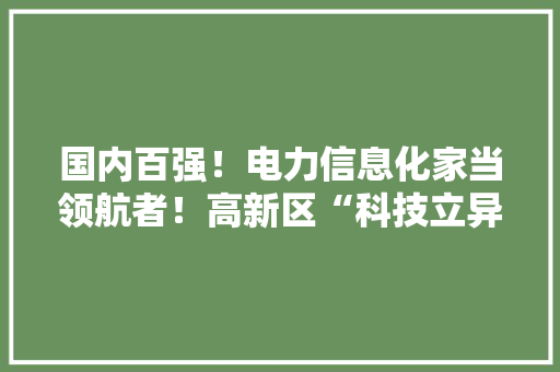 国内百强！电力信息化家当领航者！高新区“科技立异十佳企业”之博微新技能