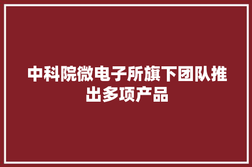中科院微电子所旗下团队推出多项产品