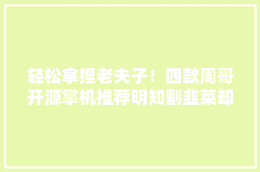 轻松拿捏老夫子！四款周哥开源掌机推荐明知割韭菜却无法抗拒 轻松拿捏老夫子！四款周哥开源掌机推荐明知割韭菜却无法抗拒 智能家居