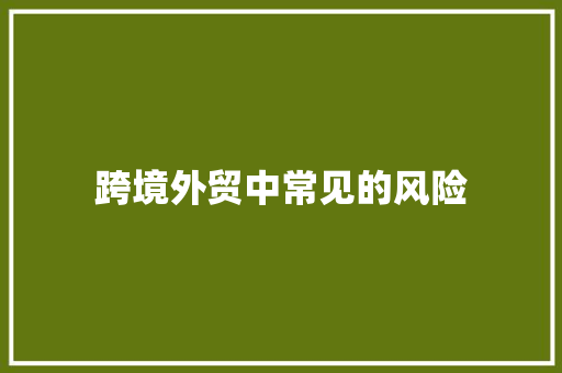 跨境外贸中常见的风险 跨境外贸中常见的风险 互联通信