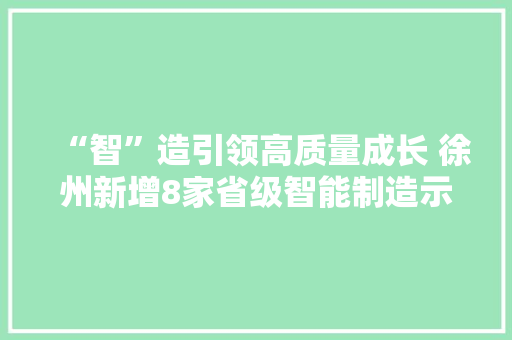 “智”造引领高质量成长 徐州新增8家省级智能制造示范工厂 “智”造引领高质量成长 徐州新增8家省级智能制造示范工厂 人工智能