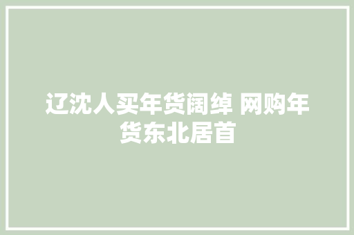 辽沈人买年货阔绰 网购年货东北居首