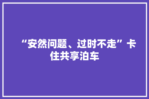 “安然问题、过时不走”卡住共享泊车 “安然问题、过时不走”卡住共享泊车 互联通信