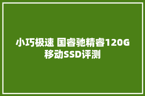 小巧极速 国睿驰精睿120G移动SSD评测 小巧极速 国睿驰精睿120G移动SSD评测 人工智能