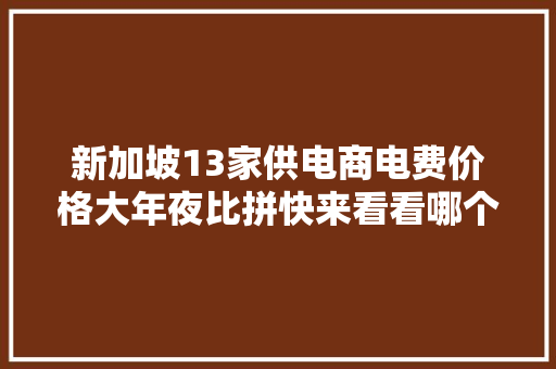新加坡13家供电商电费价格大年夜比拼快来看看哪个配套最省钱 新加坡13家供电商电费价格大年夜比拼快来看看哪个配套最省钱 人工智能