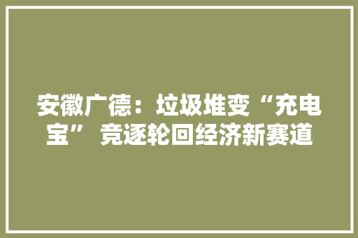 安徽广德：垃圾堆变“充电宝” 竞逐轮回经济新赛道 安徽广德：垃圾堆变“充电宝” 竞逐轮回经济新赛道 智能家居