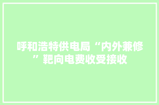 呼和浩特供电局“内外兼修”靶向电费收受接收 呼和浩特供电局“内外兼修”靶向电费收受接收 智能家居