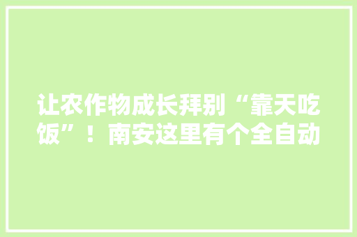 让农作物成长拜别“靠天吃饭”！南安这里有个全自动聪慧大年夜棚 让农作物成长拜别“靠天吃饭”！南安这里有个全自动聪慧大年夜棚 智能家居