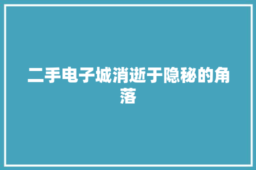 二手电子城消逝于隐秘的角落