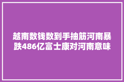 越南数钱数到手抽筋河南暴跌486亿富士康对河南意味着什么