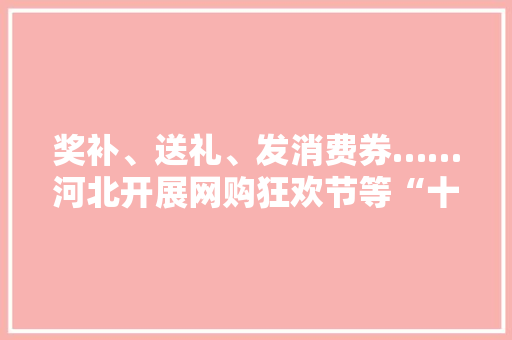 奖补、送礼、发消费券……河北开展网购狂欢节等“十大年夜活动”促消费