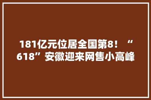 181亿元位居全国第8！“618”安徽迎来网售小高峰