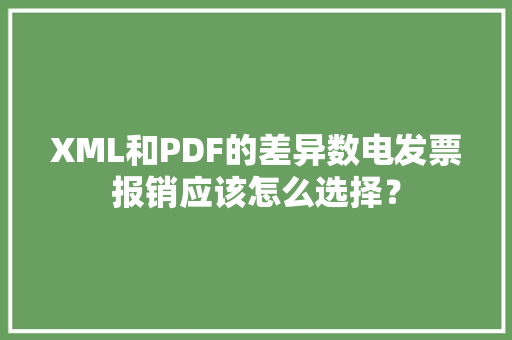 XML和PDF的差异数电发票报销应该怎么选择？