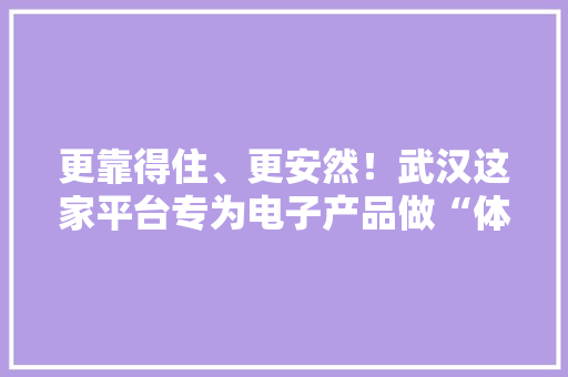 更靠得住、更安然！武汉这家平台专为电子产品做“体检”