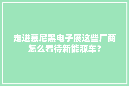 走进慕尼黑电子展这些厂商怎么看待新能源车？