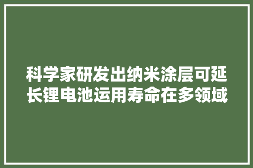 科学家研发出纳米涂层可延长锂电池运用寿命在多领域有广泛应用 科学家研发出纳米涂层可延长锂电池运用寿命在多领域有广泛应用 人工智能