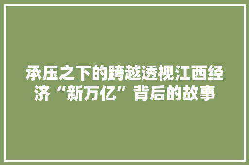 承压之下的跨越透视江西经济“新万亿”背后的故事 承压之下的跨越透视江西经济“新万亿”背后的故事 人工智能
