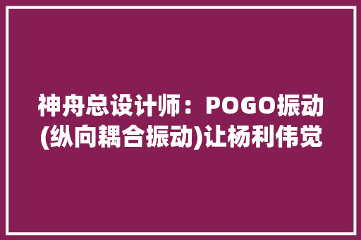 神舟总设计师：POGO振动(纵向耦合振动)让杨利伟觉得到要捐躯了！ 神舟总设计师：POGO振动(纵向耦合振动)让杨利伟觉得到要捐躯了！ 人工智能