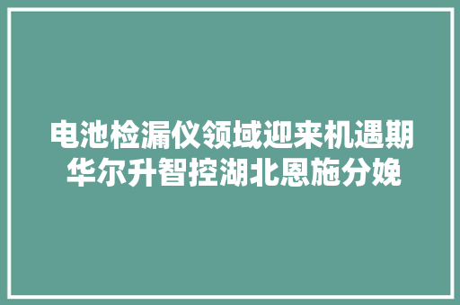 电池检漏仪领域迎来机遇期 华尔升智控湖北恩施分娩基地开工
