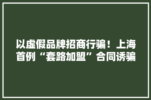 以虚假品牌招商行骗！上海首例“套路加盟”合同诱骗案二审坚持原判 以虚假品牌招商行骗！上海首例“套路加盟”合同诱骗案二审坚持原判 智能家居