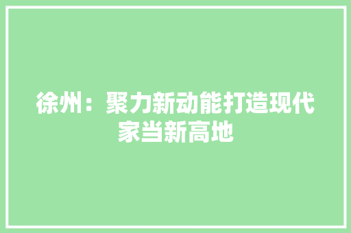 徐州：聚力新动能打造现代家当新高地