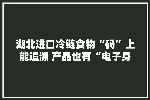 湖北进口冷链食物“码”上能追溯 产品也有“电子身份证”啦